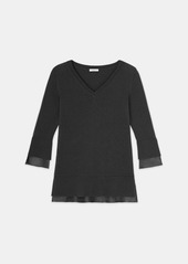 Lafayette 148 Wool-Cashmere Silk Trimmed Sweater