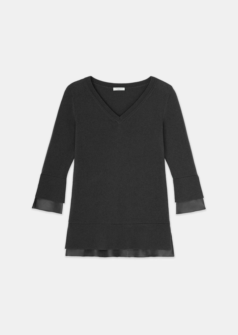 Lafayette 148 Wool-Cashmere Silk Trimmed Sweater