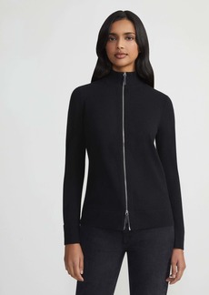 Lafayette 148 Wool-Cashmere Zip Front Cardigan