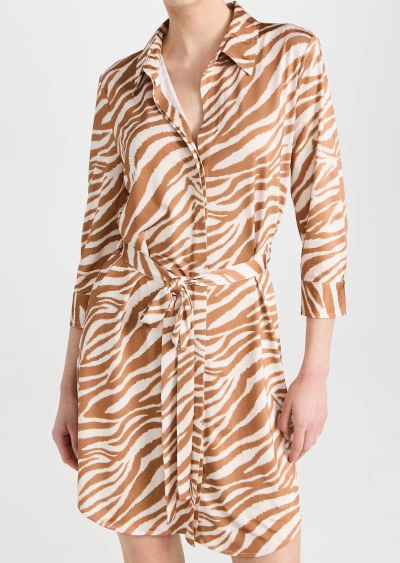 L'Agence Addison Shirt Dress In Soft Tan Zebra