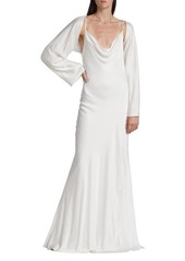 L'Agence Alicia Removable Shawl & Cowl Neck Gown