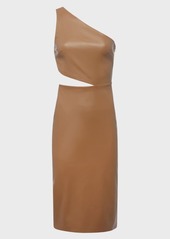 L'Agence Aliyah Faux Leather Cutout Midi Dress 