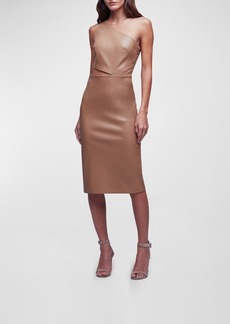 L'Agence Aliyah Faux Leather Cutout Midi Dress 
