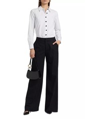 L'Agence Allanah Pinstripe Mid-Rise Straight-Leg Pants