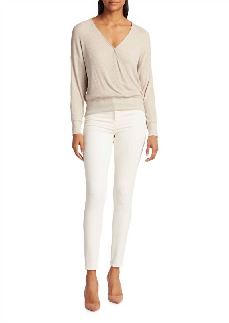 L'Agence Amber Long Sleeve Wrap Top In Oatmeal