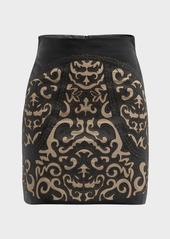 L'Agence Amour Laser-Cut Leather Mini Skirt 