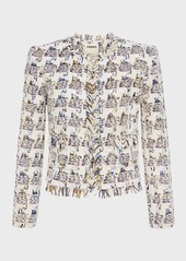 L'Agence Angelina Plaid Tweed Jacket 