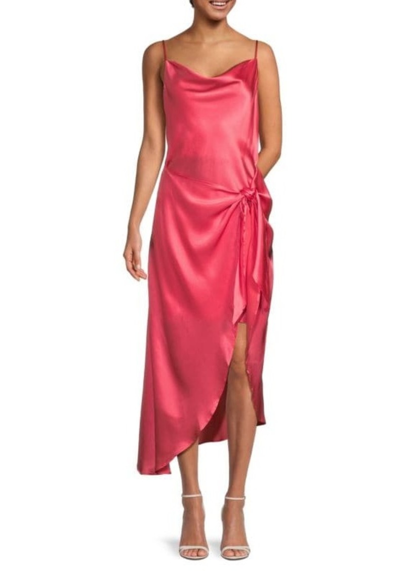 L'Agence Asymmetric Silk Maxi Sarong Dress
