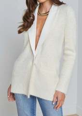 L'Agence Baileigh Textured Knit Blazer In Ivory
