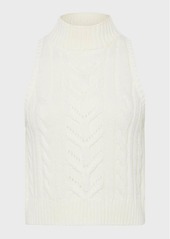 L'Agence Bellini Cable-Knit Turtleneck Tank Top 