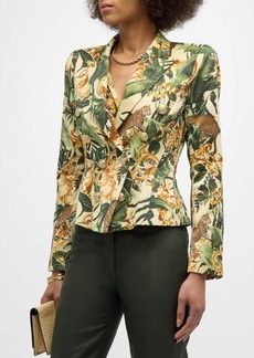 L'Agence Bethany Jungle Printed Structured Blazer