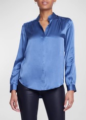 L'Agence Bianca Silk Charmeuse Button-Down Blouse