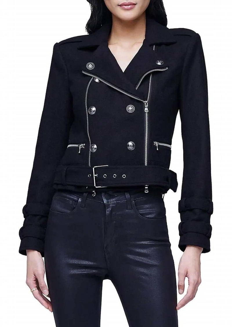 L'Agence Billie Belted Leather Jacket In Black