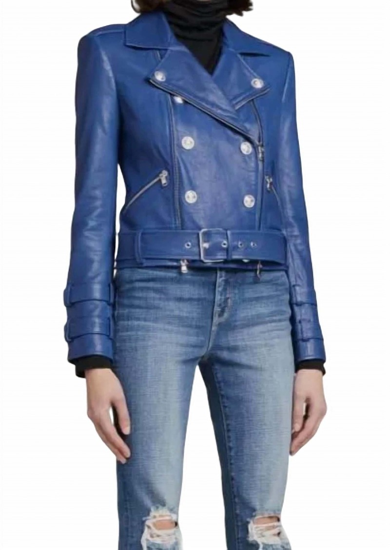 L'Agence Billie Belted Leather Jacket In Pacific Blue