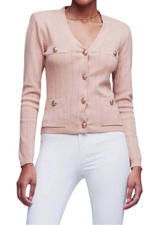 L'Agence Calyspo Fitted Cardigan In Dusty Pink