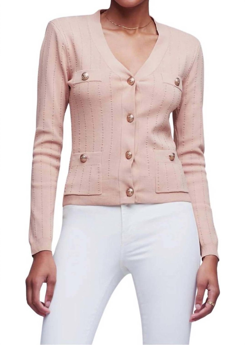 L'Agence Calyspo Fitted Cardigan In Dusty Pink