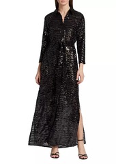 L'Agence Cameron Sequined Maxi Shirtdress