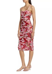 L'Agence Caprice Floral Ruched Midi-Dress