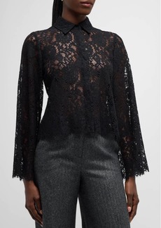 L'Agence Carter Long-Sleeve Lace Blouse 