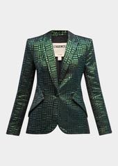 L'Agence Chamberlain Single-Breasted Houndstooth-Print Blazer 