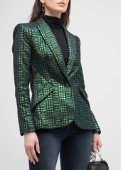 L'Agence Chamberlain Single-Breasted Houndstooth-Print Blazer 