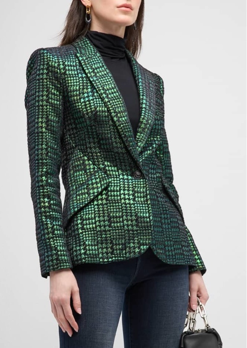 L'Agence Chamberlain Single-Breasted Houndstooth-Print Blazer 