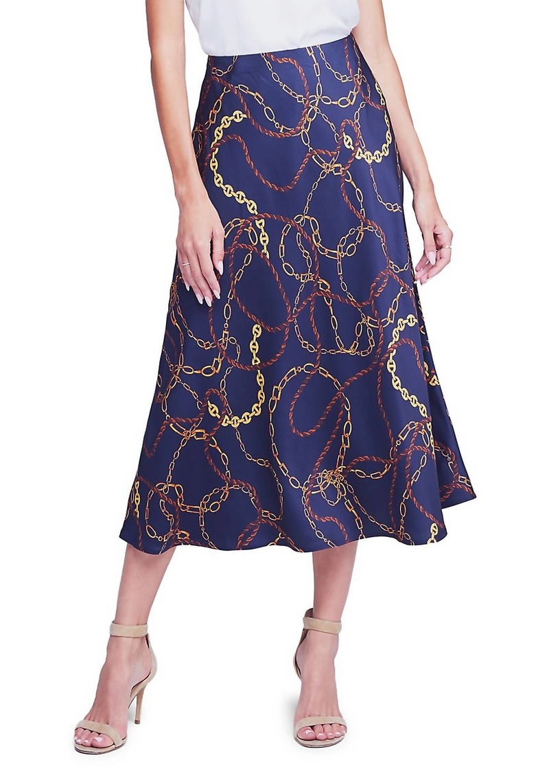 L'Agence Clarisa Midi Skirt In Navy