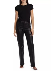 L'Agence Clayton Coated High-Rise Straight-Leg Jeans