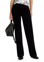 L'Agence Clayton Velvet High-Rise Wide-Leg Pants