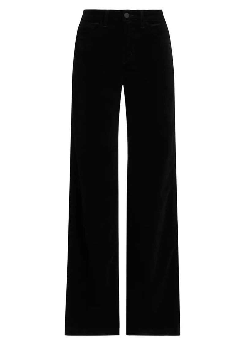 L'Agence Clayton Velvet High-Rise Wide-Leg Pants