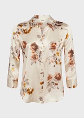 L'Agence Dani Floral-Print Silk Shirt 