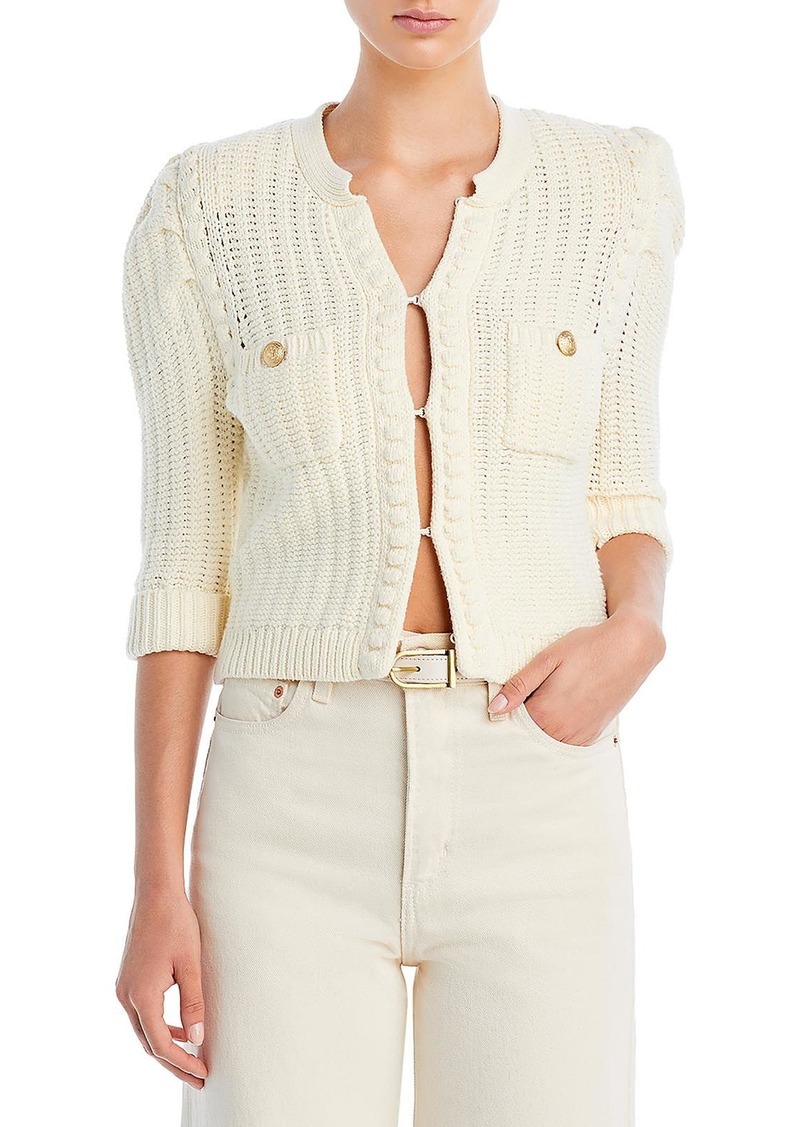 L'Agence Delilah Womens Textured Cotton Cardigan Sweater