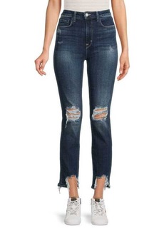 L'Agence Distressed High-Rise Ankle-Crop Skinny Jeans
