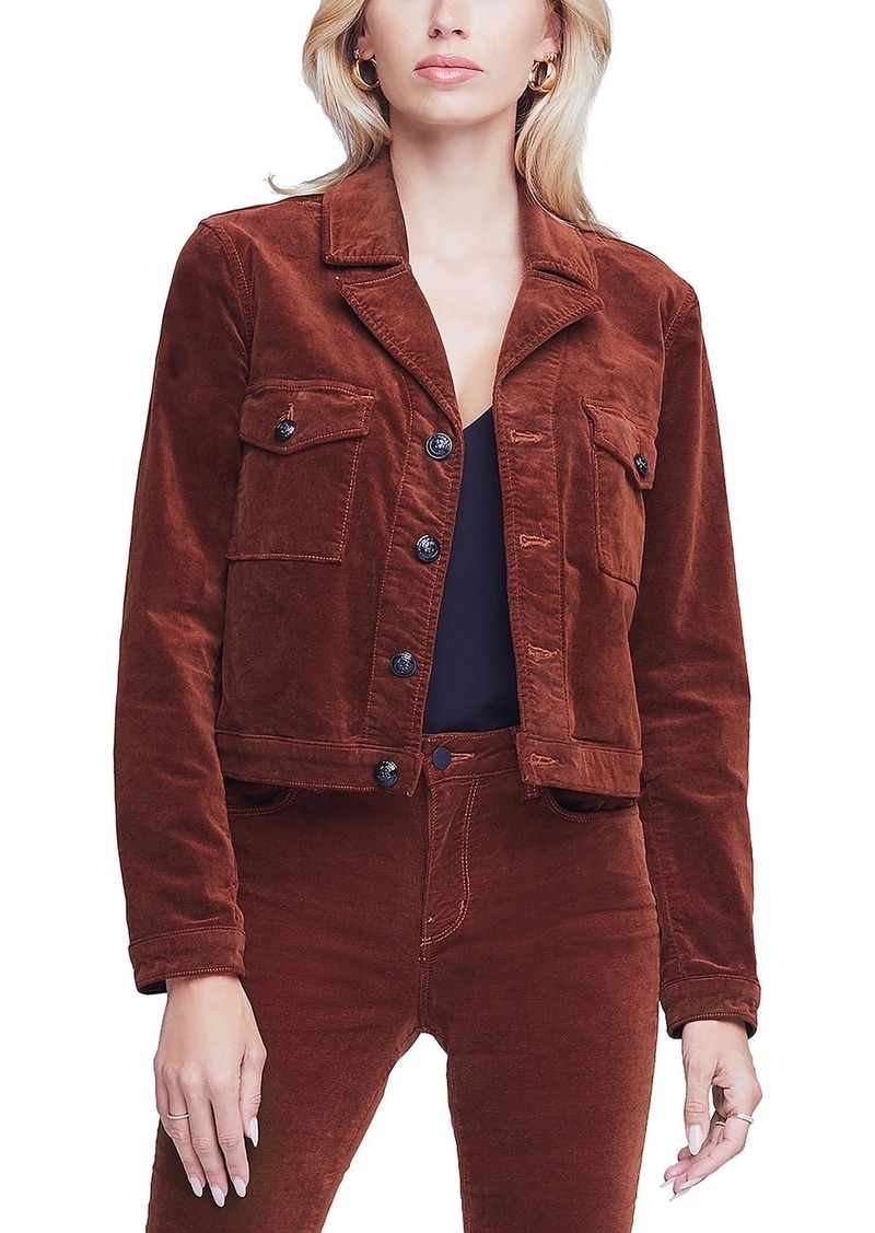 L'Agence Eisenhower Womens Velvet Cropped Trucker Jacket