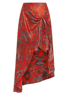 L'Agence Esa Sarong Skirt In Red Paisley Multi