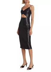 L'Agence Femme Sequined Cut-Out Midi-Dress