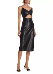 L'Agence Femme Sequined Cut-Out Midi-Dress