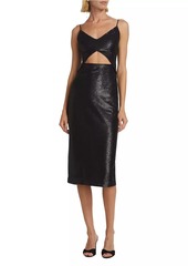 L'Agence Femme Sequined Cut-Out Midi-Dress