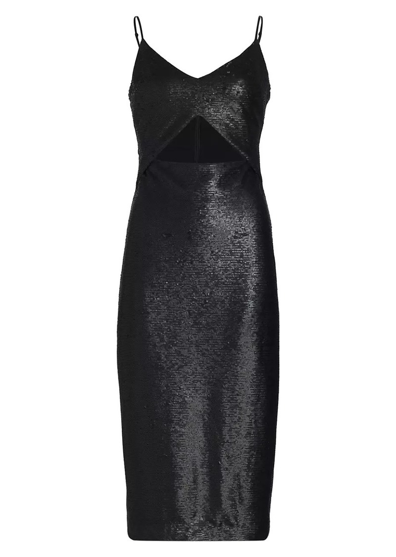 L'Agence Femme Sequined Cut-Out Midi-Dress