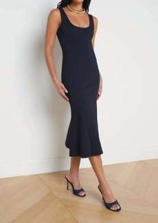L'Agence Flared Bisous Sleeveless Flared Dress In Navy