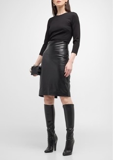 L'Agence Franci Leather Knee-Length Dress 