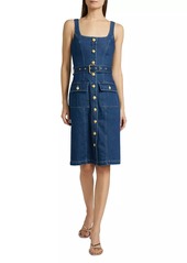 L'Agence Idy Denim Button-Front Midi-Dress