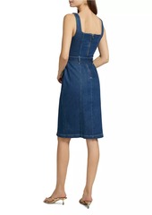 L'Agence Idy Denim Button-Front Midi-Dress