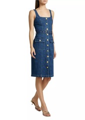 L'Agence Idy Denim Button-Front Midi-Dress