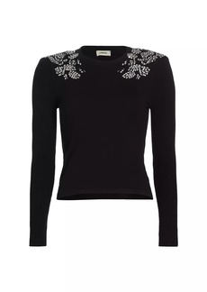 L'Agence Imaan Crystal-Embellished Rib-Knit Sweater