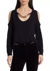 L'Agence Indy Chain-Embellished Cotton-Blend Sweater
