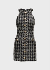 L'Agence Jade Button-Front Tweed Mini Dress