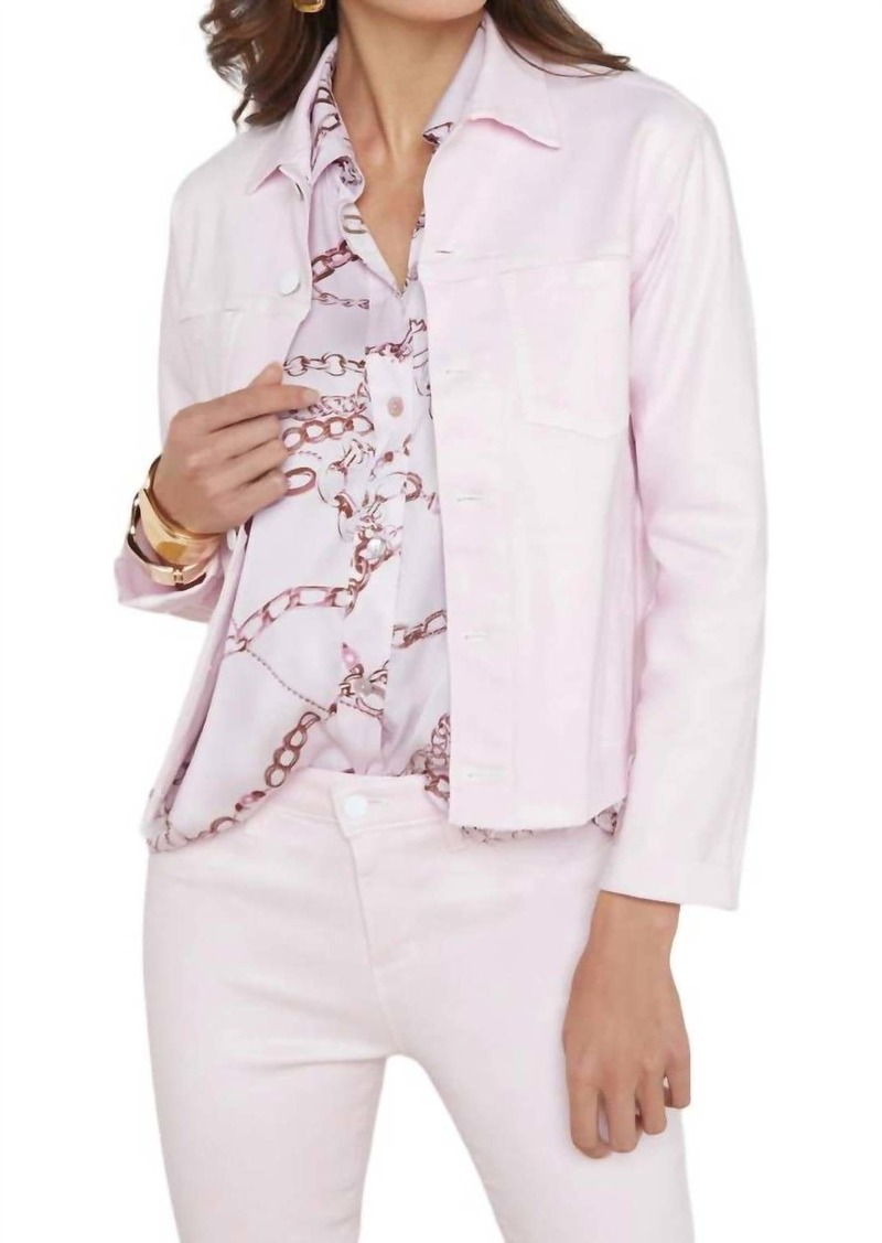 L'Agence Janelle Slim Raw Jacket In Lilac Snow/white Coated