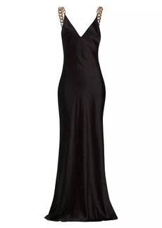 L'Agence Jet Chain Strap Silk Gown