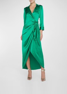 L'Agence Kadi Wrap Silk Maxi Dress